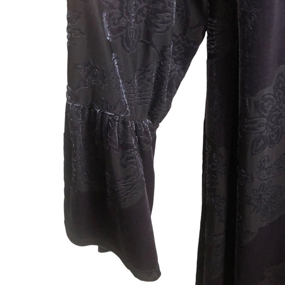 VTG Witchy Core Goth Velveteen Velvet Burn Out Black Purple Midi Dress Plus 2X - Picture 4 of 13